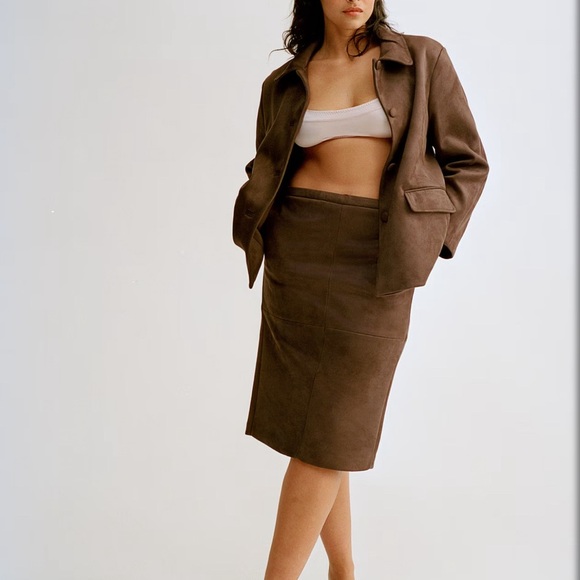 H&M Brown Pencil Skirt Knee-Length Workwear - Picture 5 of 13